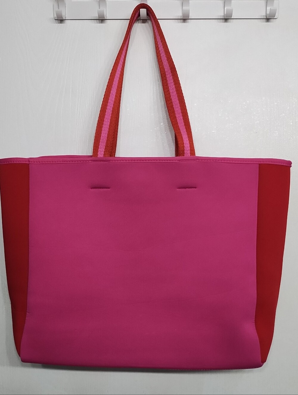 Summersalt Neoprene Pink Hibiscus & Red Lava Beach Tote Bag Bright Colorful
